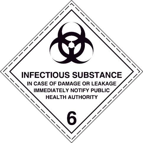 Self-adhesive white vinyl 200x200mm Infectious substances Class 6.2 