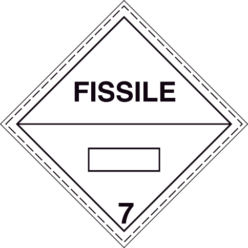 White rigid plastic 400x400mm Fissile material Class 7 