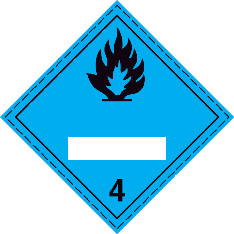White rigid plastic 200x200mm Substances which, in contact with water, emit flammable gases Class 4.3 - UN numbers display