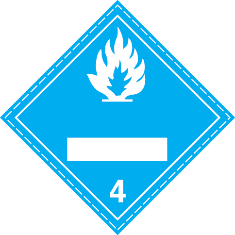 White rigid plastic 250x250mm Substances which, in contact with water, emit flammable gases Class 4.3 - UN numbers display