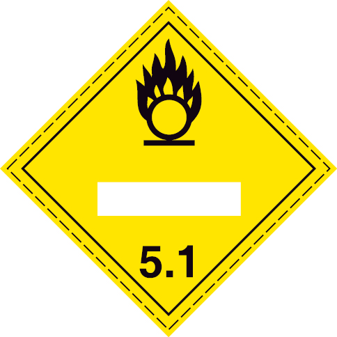 White rigid plastic 100x100mm Oxidizing substances Class 5.1 - UN numbers display