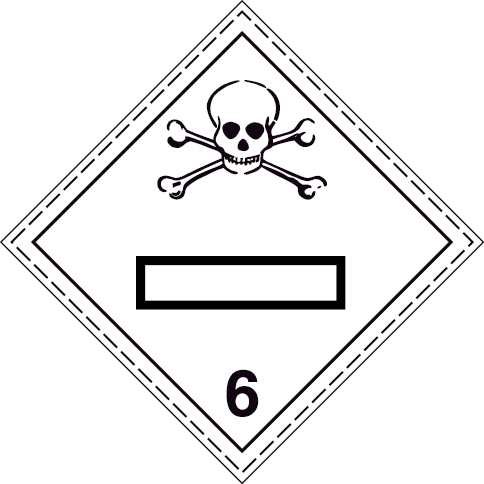 White rigid plastic 250x250mm Toxic substances Class 6.1 - UN numbers display