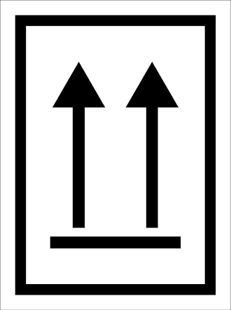 White rigid plastic 150x200mm This way up sign
