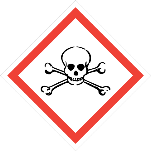 Self-adhesive white vinyl 100x100mm Acute toxicity sign