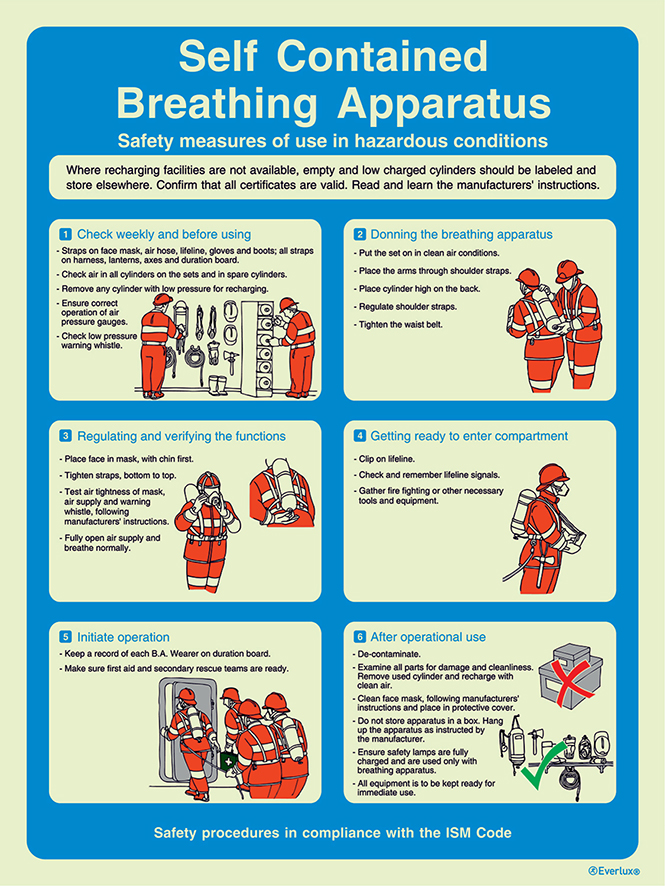 Self-adhesive white vinyl 300x400mm Self contained breathing apparatus - ISM safety procedures