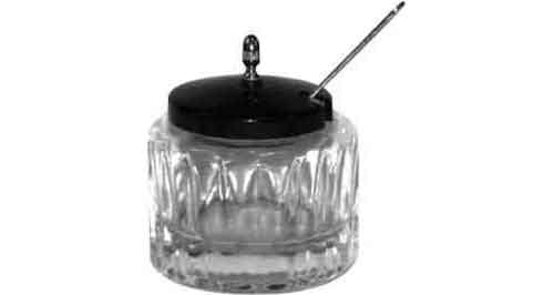 171051 MUSTARD POT GLASS, WITH PLASTIC COVER