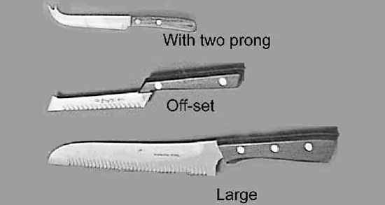 172356 CHEESE KNIFE STAINLESS STEEL, W/TWO PRONG BLADE LENGTH 105MM