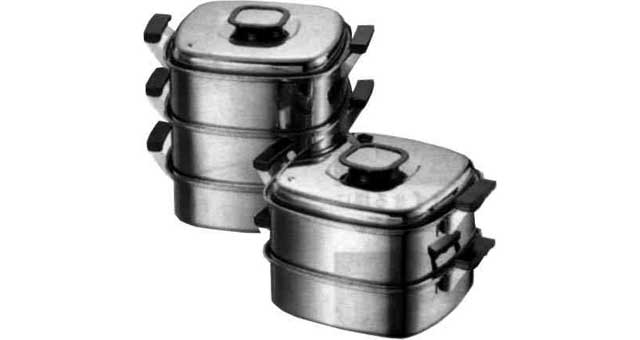 173701 FOOD STEAMER CHINESE S.STEEL, 2 TIERS WITH LID 290MMX290MM