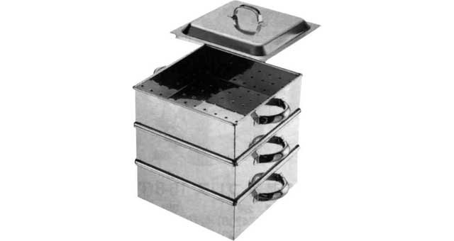 173703 FOOD STEAMER CHINESE S.STEEL, 3 TIERS WITH LID 300MMX300MM