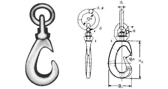 231201 CARGO HOOK WITH SWIVEL, EYE & RING SWL 1TON
