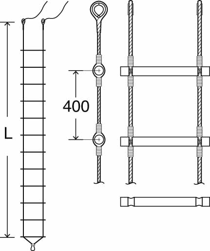232028 LADDER ROPE ROUND STEP, FOR EUROPEAN W/FURTHER DETAIL 