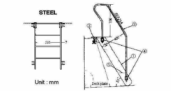 232067 LADDER BULWARK STEEL, WITH FURTHER DETAIL