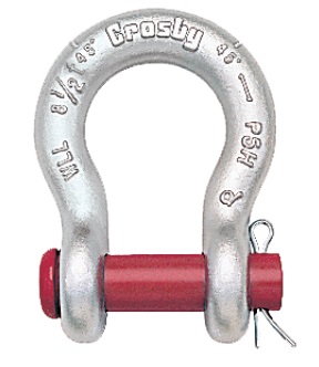 234201 SHACKLE BOW TYPE FORGED CROSBY, ROUND PIN G-213 GALV 1/4"