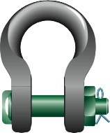 234579 SHACKLE SLING BOW W/SAFETYBOLT, GREEN PIN P-6033 22MM 7TON