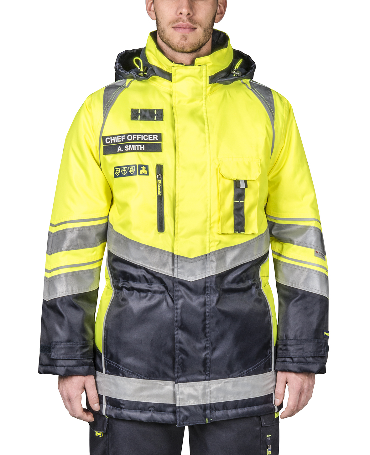 PARKAS WINTER WATER PROOF, HI VISIBILITY YELLOW/NAVY 3XL