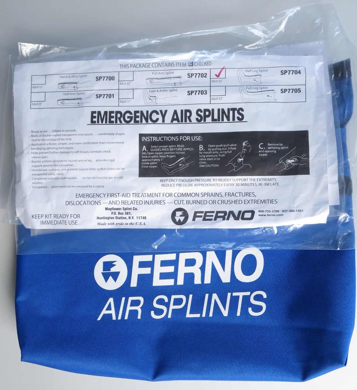 SPLINT LEG INFLATABLE, ASSORTED SIZES 6'S