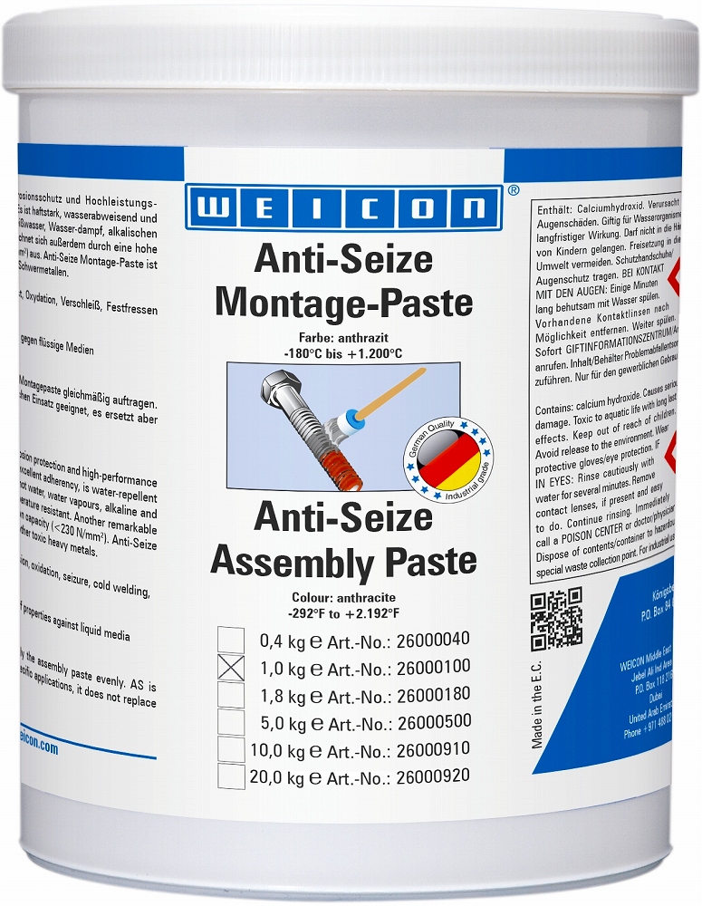 450874 ANTI-SEIZE PASTE WEICON, AS 1000 CAN 1.0KG