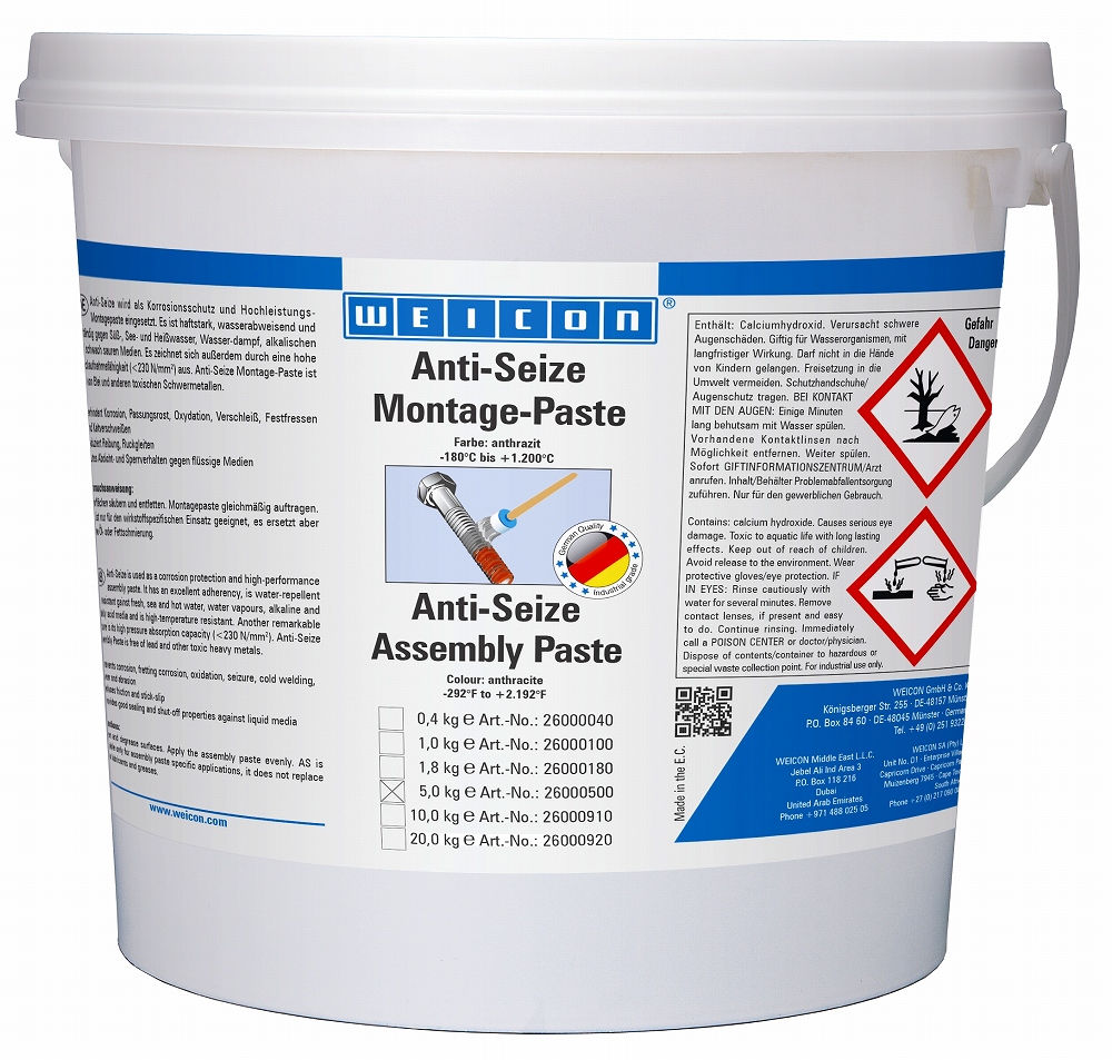 450876 ANTI-SEIZE PASTE WEICON, AS 5000 BUCKET 5.0KG