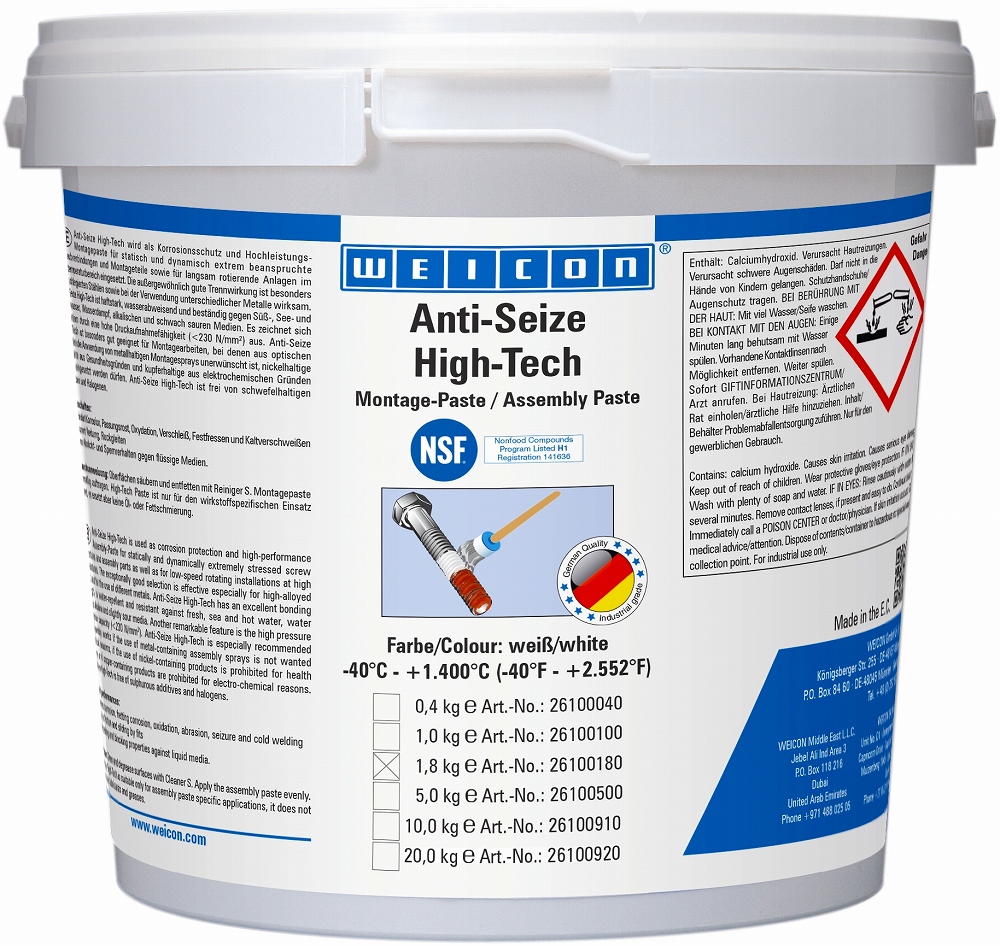 450885 ANTI-SEIZE PASTE HIGH-TECH, ASW 1800 BUCKET 1.8KG