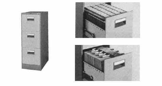 FILING DRAWER CABINET STEEL, A4-3 GRAY 387X620X1015MM