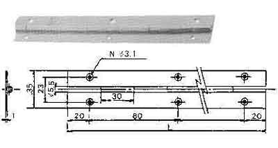 490419 PIANO HINGE FOR SMALL CABINET, BRASS W36MM