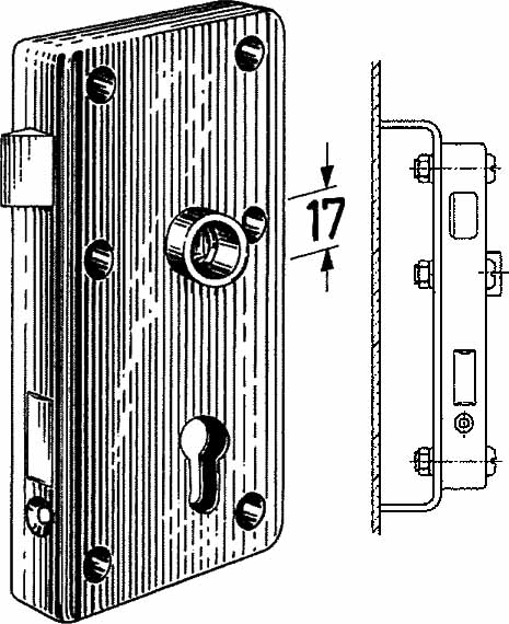 492161 RIM LOCK F/HEAVY DOOR S.STEEL, LEFT HAND INWARD #3827Z