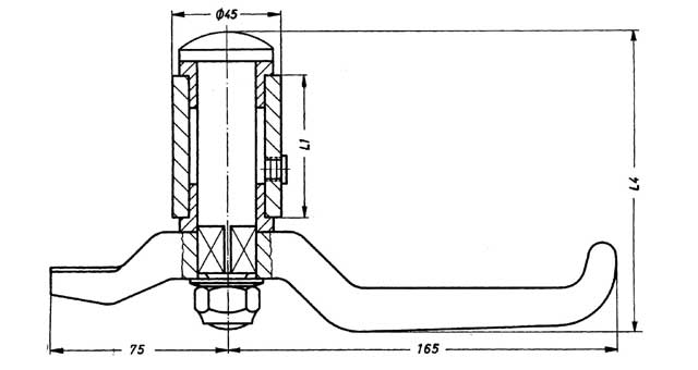 493411 DOG ASSEMBLY W/1 HANDLE #104C, FLAT HEAD SHAFT DISTANCE 133MM 