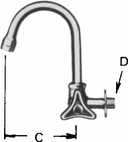 530188 FAUCET WALL RIGHT HAND W/GOOSE, SWIVEL SPOUT & AERATOR 13(1/2)