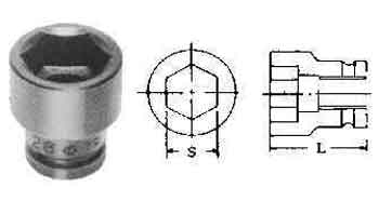 590201 SOCKET FOR IMPACT WRENCH, 9.5MM/SQ DR. X 6MM
