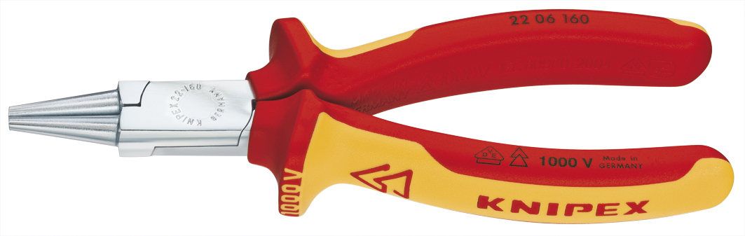 611689 PLIER ROUND NOSE INSULATED, UPTO 1000V L:160MM 