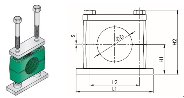 613932 CLAMP TUBE POLYPROPYLENE, W/WELD PLATE HEAVY 6MM 