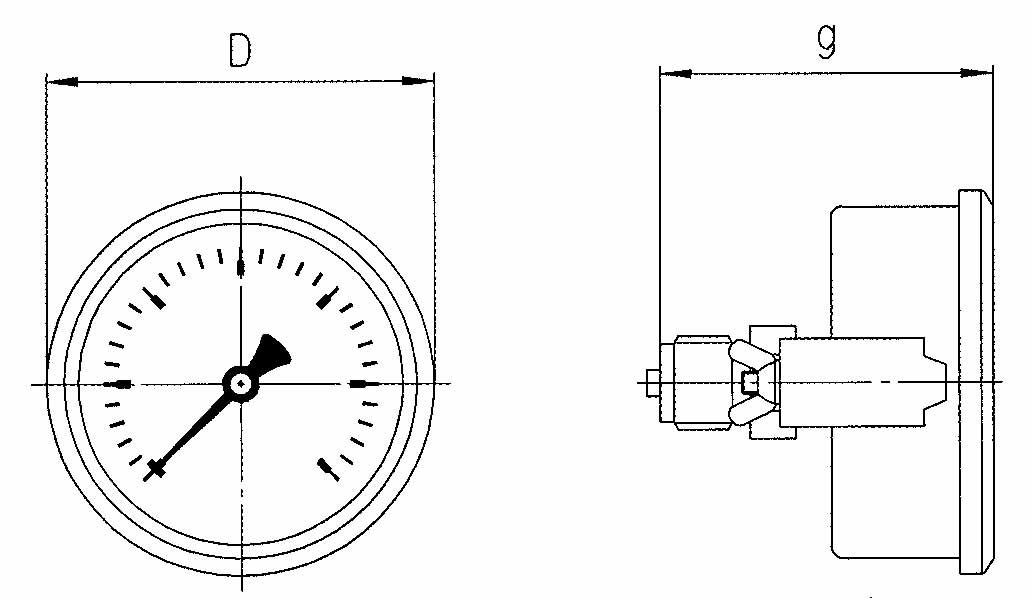 GAUGE PRESSURE GLYCERINE REAR, U-CLAMP -1-1.5BAR 80MM G1/2"