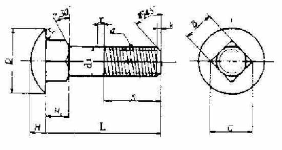691001 BOLT CAP HEAD SQUARE NECK, WITH FURTHER DETAIL