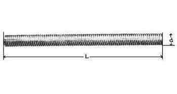 STUD WHOLE THREADED STEEL, M16 X PITCH2.0 1000MM