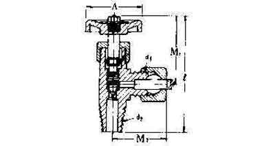 752116 NEEDLE VALVE ANGLE BRASS WITH, NUT(OUTLET)&MALE(INLET) 6X1/8