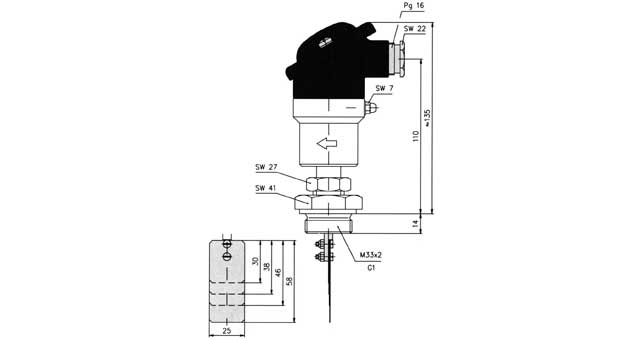 752535 SWITCH LIQUID FLOW PADDLE TYPE, THREAD 1"BSP MALE VH500NI DN25 