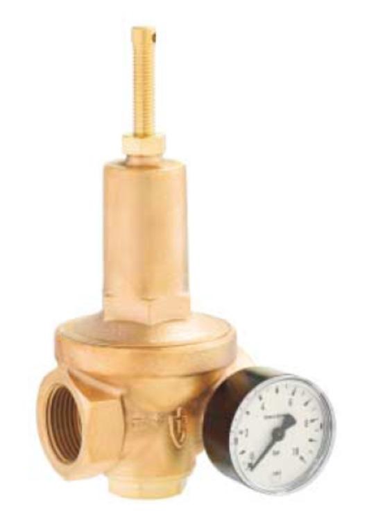 756571 VALVE PRESSURE REDUCE DIN #683, RED BRASS 3/8" SOCKET JOINT 