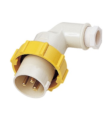 792755 PLUG ANGLE WATERTIGHT IEC, 2P+E AC100-130V YELLOW PI2-2B1