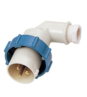 792756 PLUG ANGLE WATERTIGHT IEC, 2P+E AC200-250V BLUE PI2-2B1