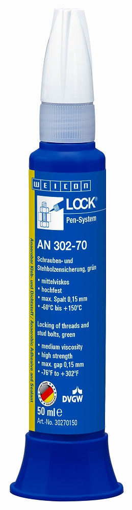 812916 ADHESIVE THREAD LOCKING MEDIUM, VISCOSITY WEICON AN302-70 50ML 