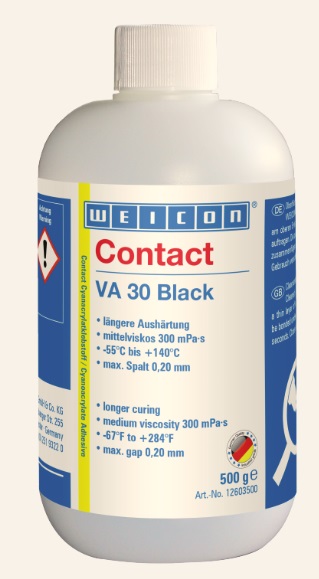 815256 ADHESIVE CONTACT CYANOACRYLATE, WEICON VA 30 BLACK 500GRM