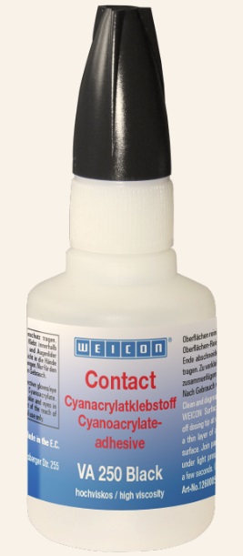 815257 ADHESIVE CONTACT CYANOACRYLATE, WEICON VA 250 BLACK 20GRM