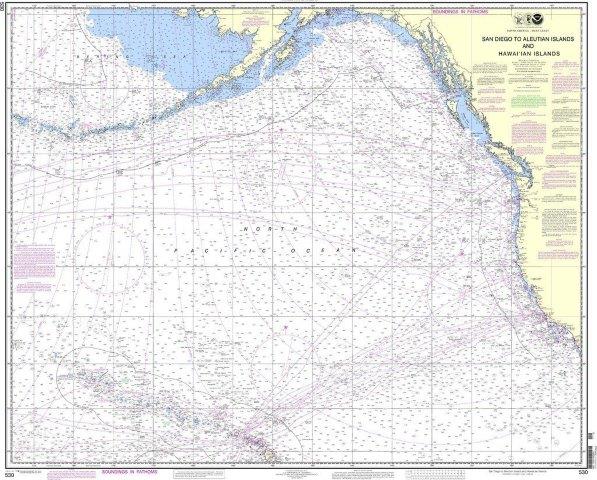 NOAA Nautical Chart 530: North America West Coast San Diego to Aleutian Islands and Hawai'ian Islands