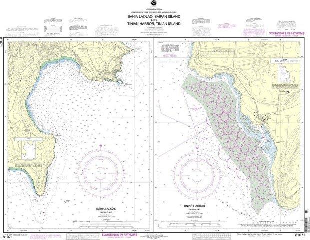 NOAA Nautical Chart 81071: Commonwealth of the Northern Mariana Islands Bahia Laolao, Saipan Island and Tinian Harbor, Tinian Island