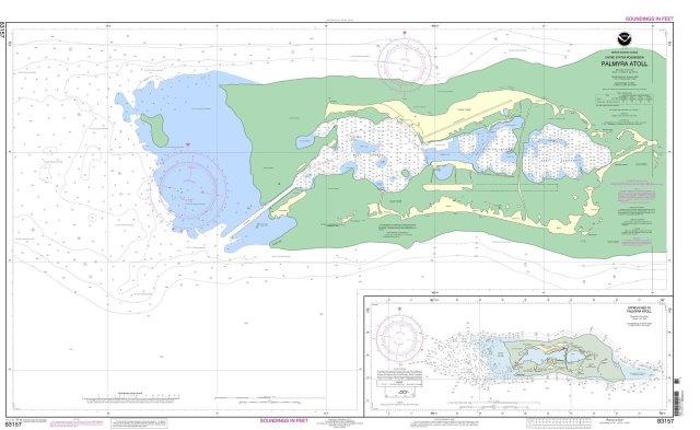 NOAA Nautical Chart 83157: Palmyra Atoll;Approaches to Palmyra Atoll