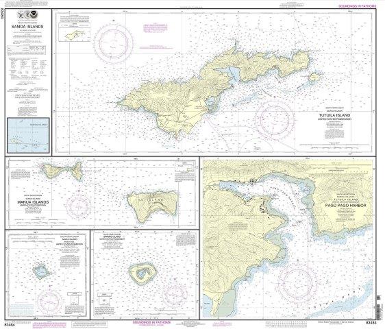 NOAA Nautical Chart 83484: U.S. Possessions in Samoa Islands Manua Islands;Pago Pago Harbor;Tutuila Island;Rose Atoll;Swains Island