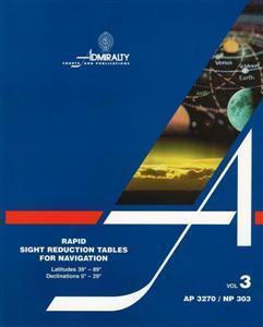 BA Misc. Publication NP303(3): Rapid Sight Reduction Tables for Navigation Vol 3 Latitude 39Â° - 89Â° Declination 0Â° - 29Â° (AP3270)