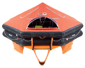 VIKING Liferaft, throw overboard, 10 persons, type DK+, USCG Pack Round Container