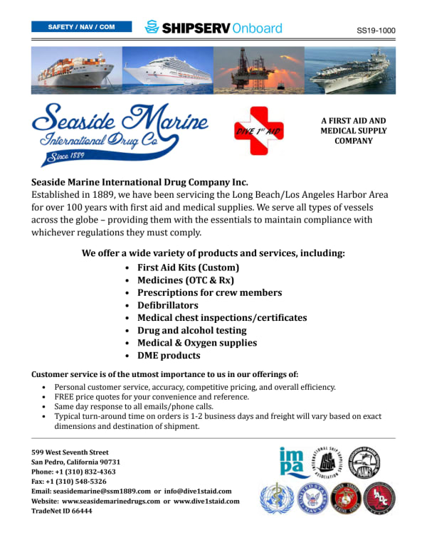 Seaside Marine International Drug Co Inc San Pedro United States Shipping Marine Supplier Shipserv