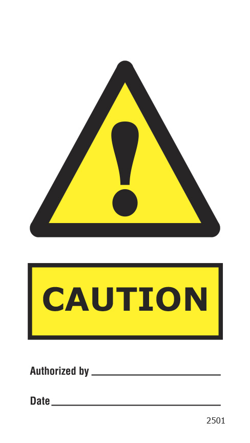 Caution (10 per pack) 75mm x 150mm